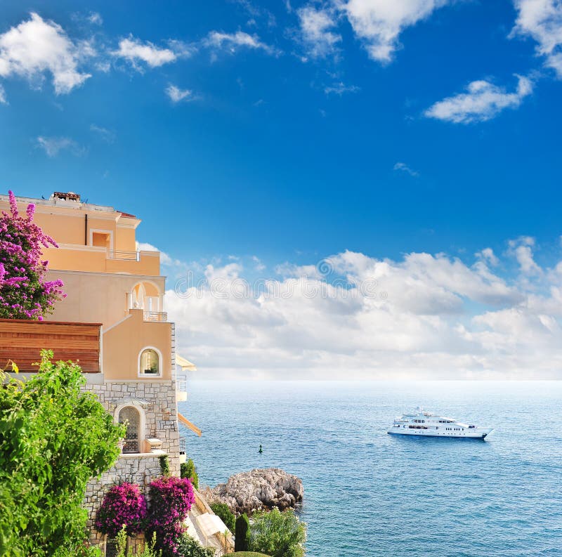 View of beautiful Mediterranean landscape, sea and sunny sky