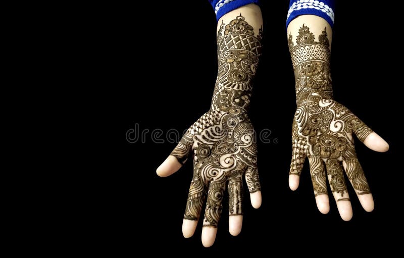 Beautiful Mehendi Design on Hands in Black Background Stock Photo - Image  of bride, cosmetic: 179157886