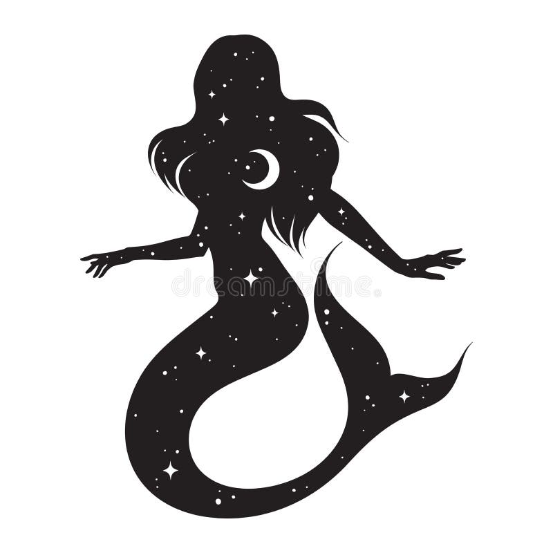 Tattoo illustration mermaid Black and White Stock Photos & Images - Alamy
