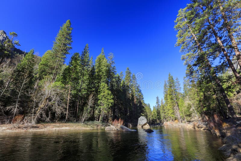 The Beautiful Merced River in Yosemite National Park Stock Photo ...