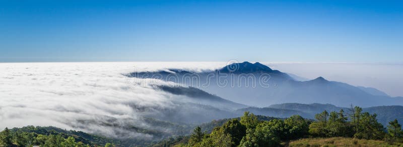 Beautiful mist flowing on valley of chiangmai, tha