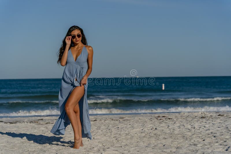 Lovely Mixed Race Bikini Model Posing Outdoors On A Caribbean Beach Stock Image Image Of Beach 