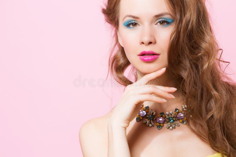 Beautiful Model With Long Curly Hair Stock Image Image Of Curly Face 44527589 