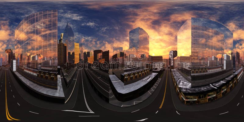 City scape, sunset in a modern city,  environment map