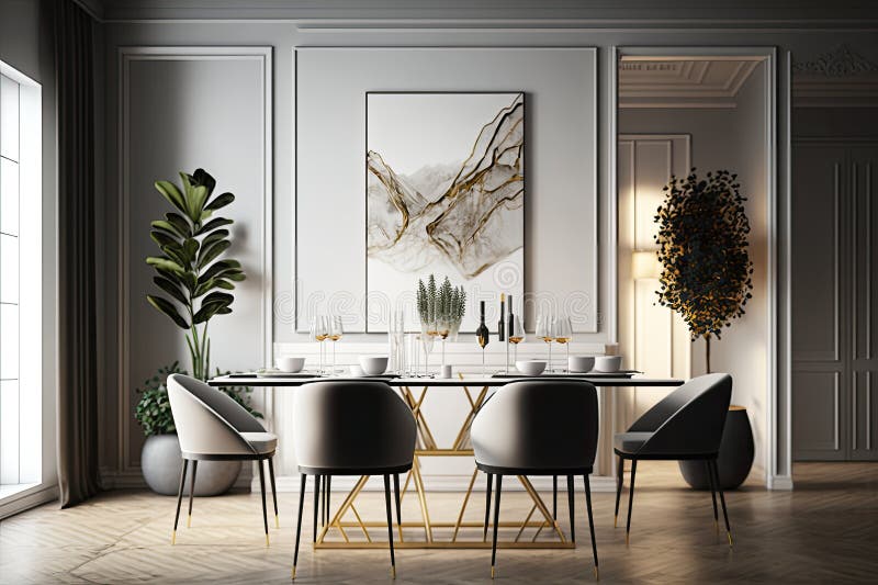 Beautiful Modern Dining Room Stock Illustration - Illustration of ...