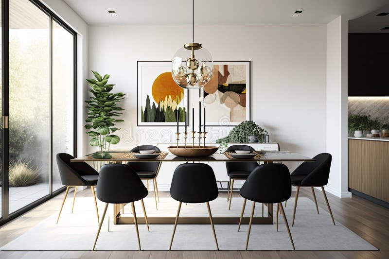 Beautiful Modern Dining Room Stock Illustration Illustration of
