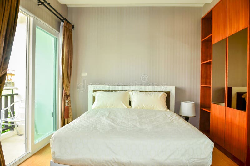 Beautiful modern home and hotel bedroom stock photography