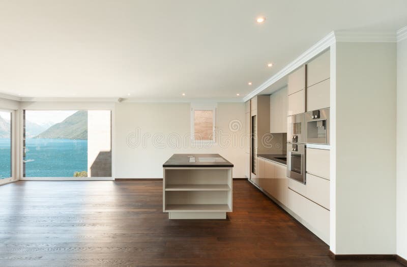 Beautiful modern house, kitchen stock images