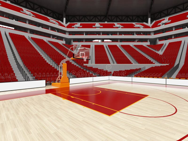 Beautiful modern sport arena for basketball with red seats stock illustration Beautiful modern sport arena for basketball with red seats stock illustration