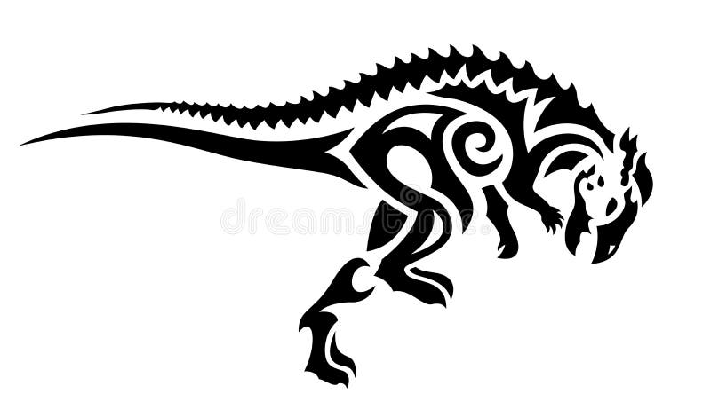 Tribal Tattoo Art with Running Stylized Dinosaur Stock Vector -  Illustration of black, dinosaur: 209803200