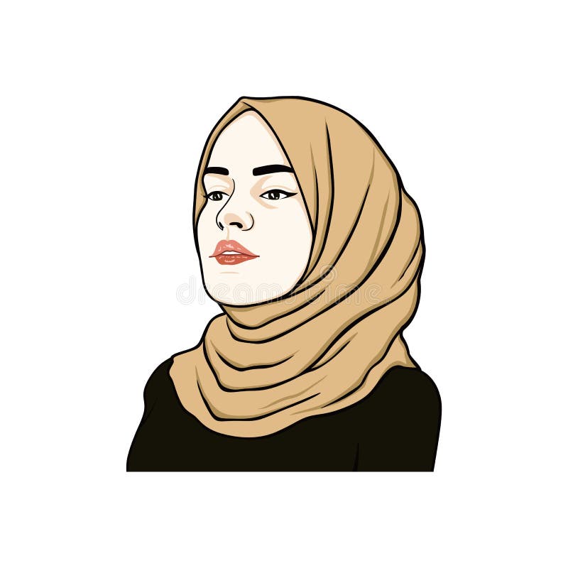 Beautiful Moslem Girl Hijab Using Healthy Masker Vector Design. Logo ...