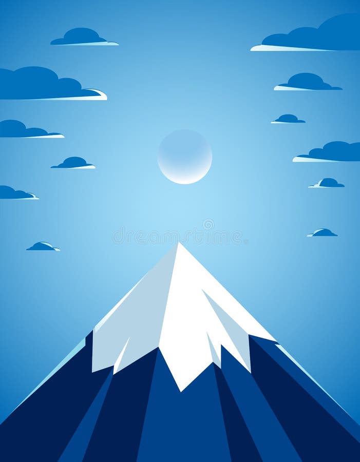Beautiful mountain landscape with moon in the night, moon over peak scenic nature vector illustration, tranquil calm image for royalty free illustration Beautiful mountain landscape with moon in the night, moon over peak scenic nature vector illustration, tranquil calm image for royalty free illustration