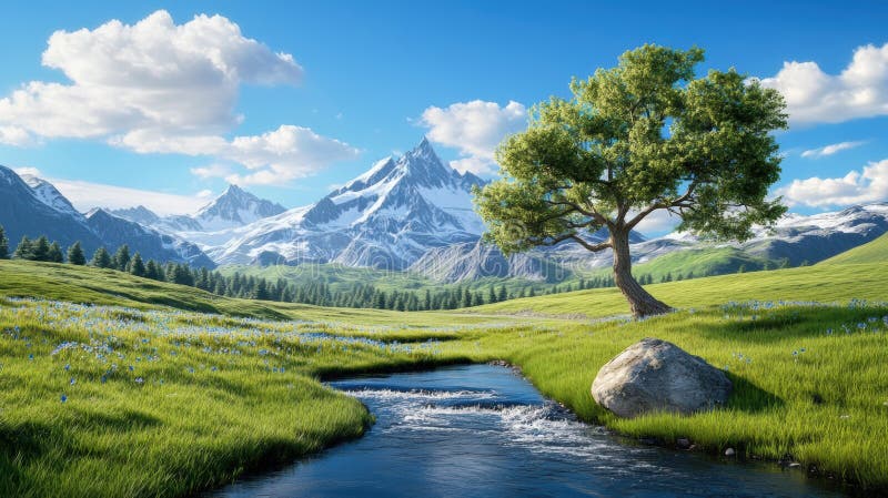 10,207 Mountain Landscape Stream Ai Stock Photos - Free & Royalty