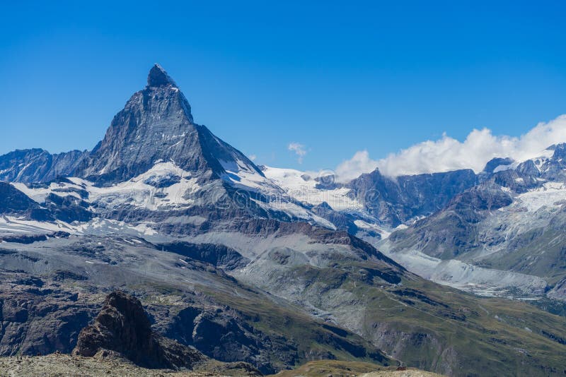 Beautiful Mountainous Landscape With The Matterhorn Peak In Valais