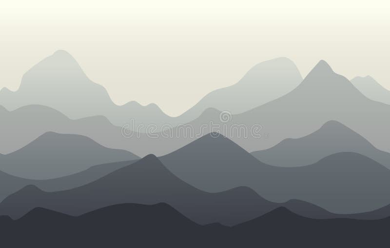 Grey Mountain Landscape. Vector Illustration. Stock Vector