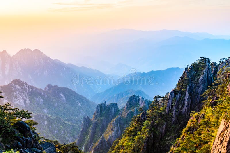 Beautiful mountains in Mount Huangshan stock images Beautiful mountains in Mount Huangshan stock images