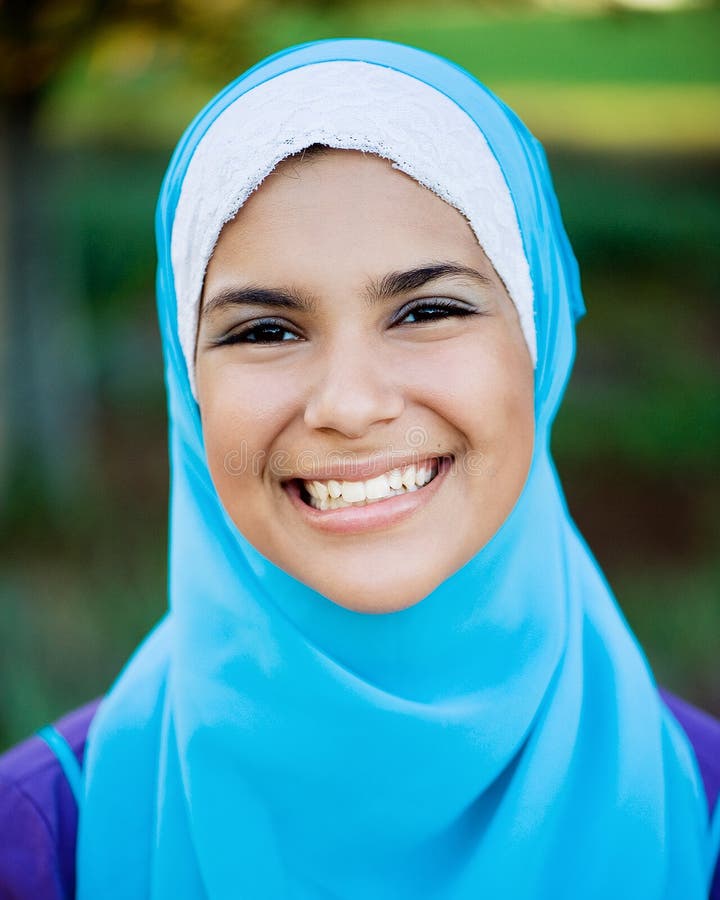 Beautiful Muslim Teen Girl Wearing Hijab Stock Image I