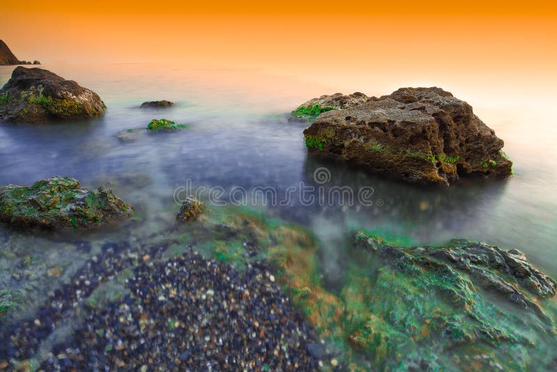 Beautiful natural seascape at long exposure. royalty free stock photo Beautiful natural seascape at long exposure. royalty free stock photo