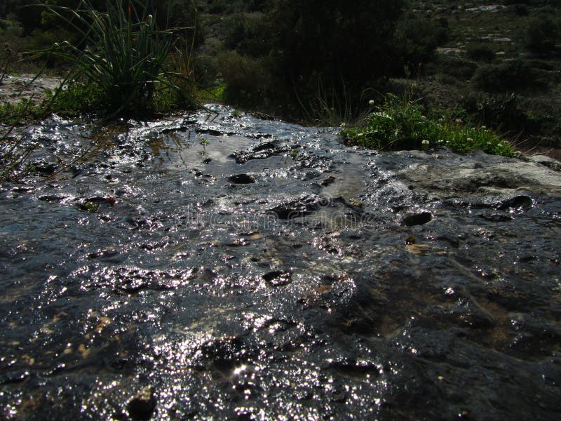 Beautiful Natural Water Spring in Maltese Islands, Malta Stock Image