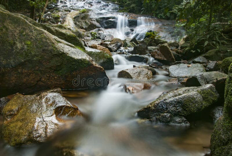 Beautiful In Nature Amazing Cascading Tropical Waterfall Stock Photo