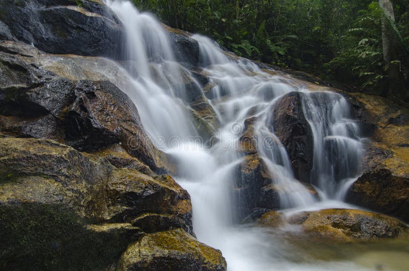 Beautiful In Nature Amazing Cascading Tropical Waterfall Wet And