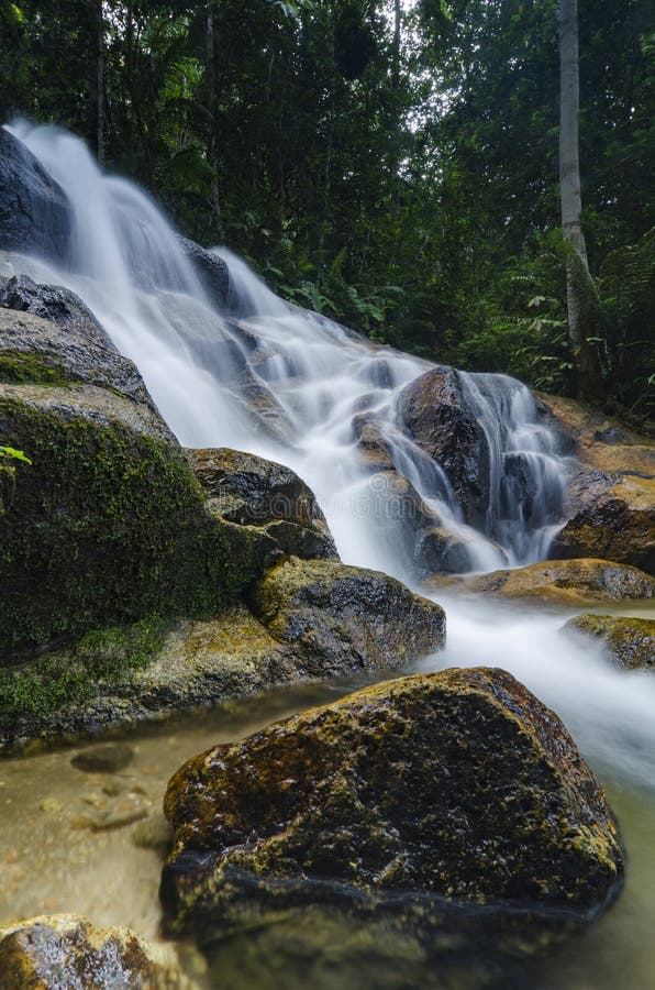 Beautiful In Nature Amazing Cascading Tropical Waterfall Wet And