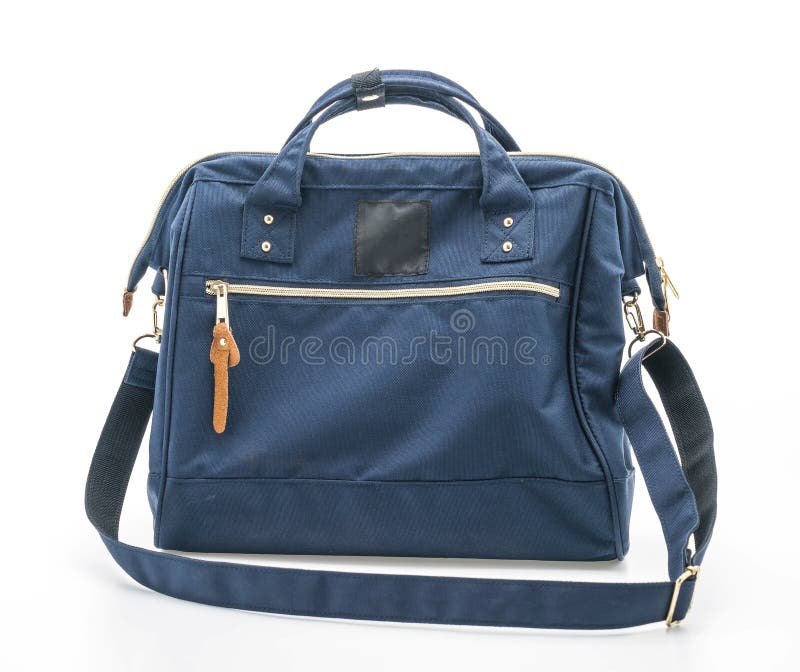 Beautiful navy bag stock photo. Image of female, closeup 98177142
