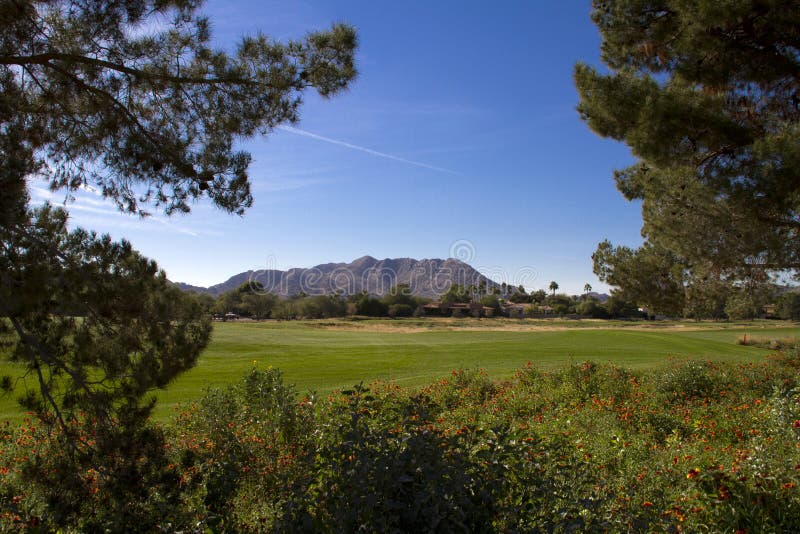 Beautiful new modern golf course fairway in Arizona