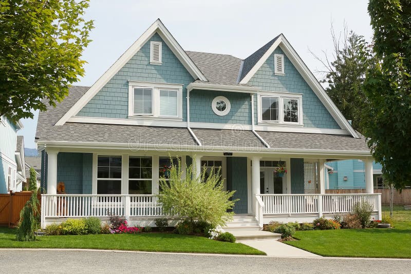 Beautiful New Rural Country Home House Blue Exterior