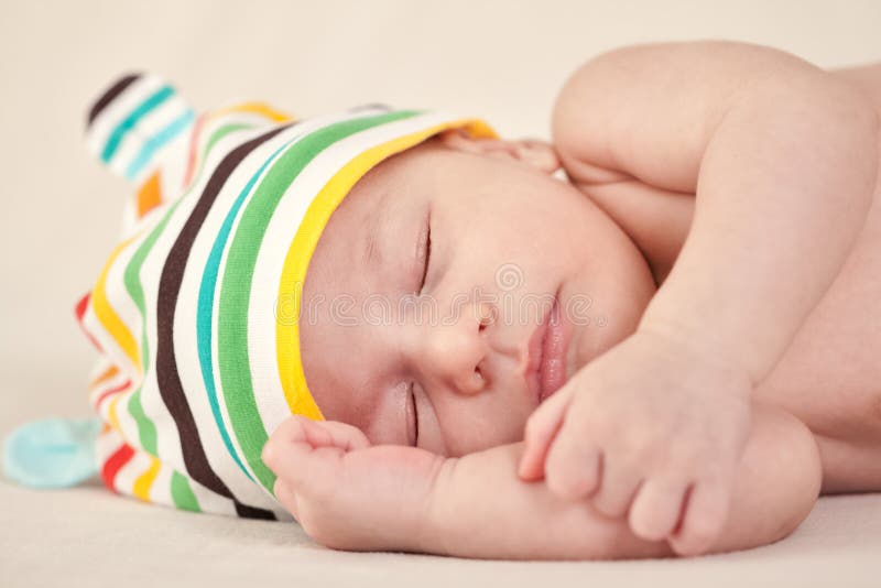 Beautiful Newborn Baby Sleeping on Blanket Stock Photo Image of birth