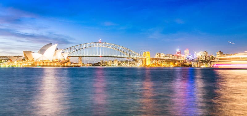 Beautiful night skyline of Sydney, Australia royalty free stock photo