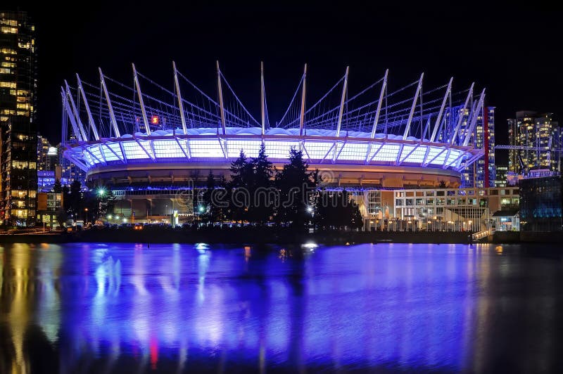 Beautiful Night View of BC Place Stadium in Vancouver