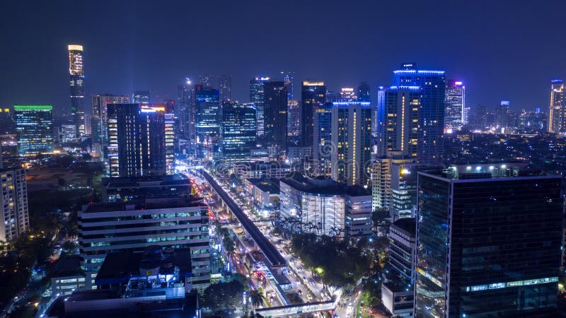 Beautiful Night View of Jakarta City Editorial Stock Image - Image of