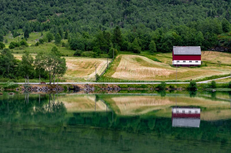 Beautiful Norwegian Landscape Stock Image - Image of peaceful, fields ...