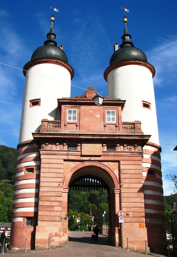 Beautiful Old Bridge Gate in Heidelberg, Germany stock photo Beautiful Old Bridge Gate in Heidelberg, Germany stock photo