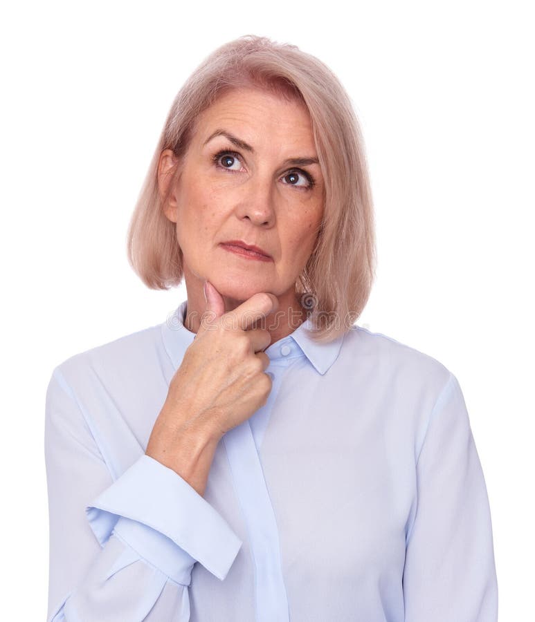Old woman thinking and looking up royalty free stock images Old woman thinking and looking up royalty free stock images
