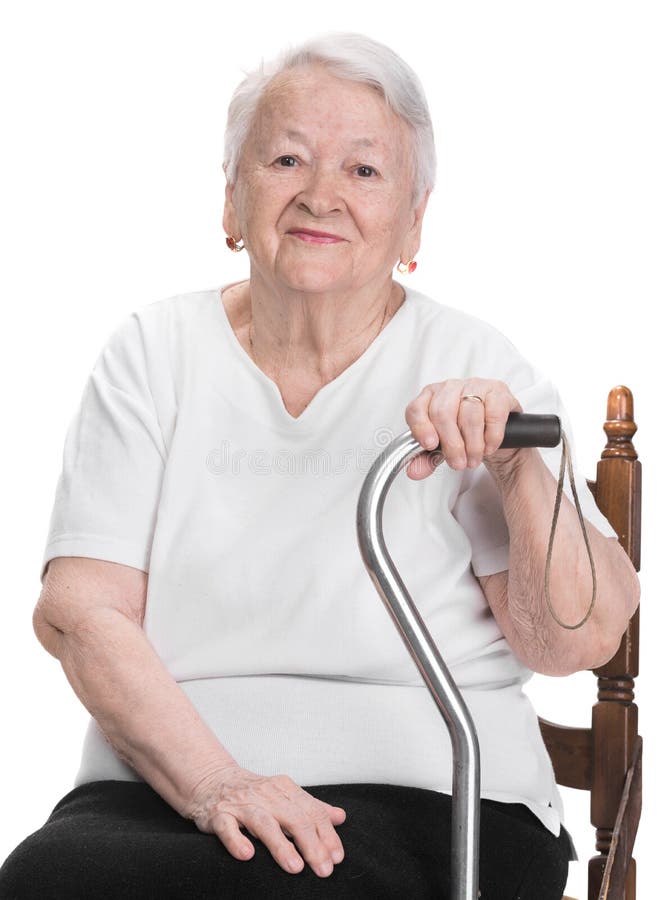 Beautiful old woman stock image. Image of happy, cane - 39336155