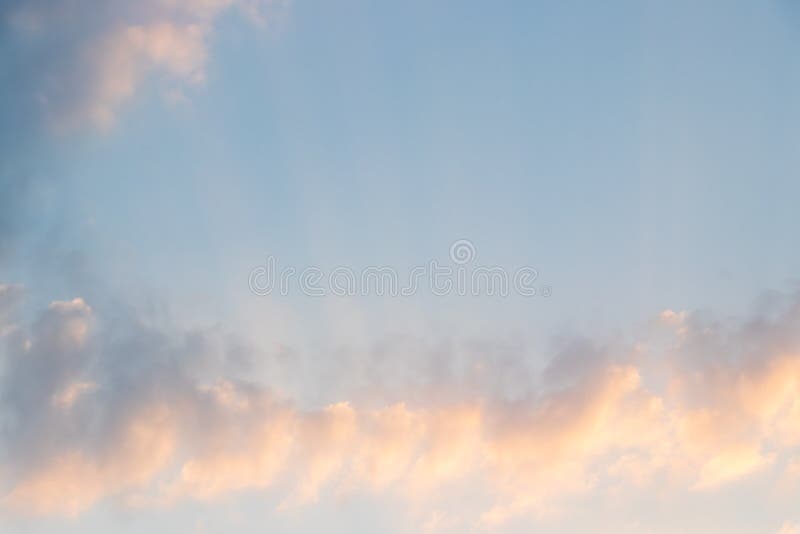 Beautiful Orange Light Sky with Cloud Background from Sunset Stock