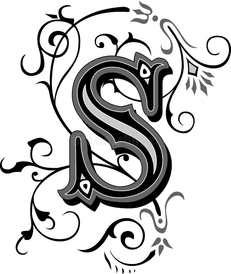 Beautiful Ornament, Letter S Stock Vector - Illustration of initial, gray:  38518222