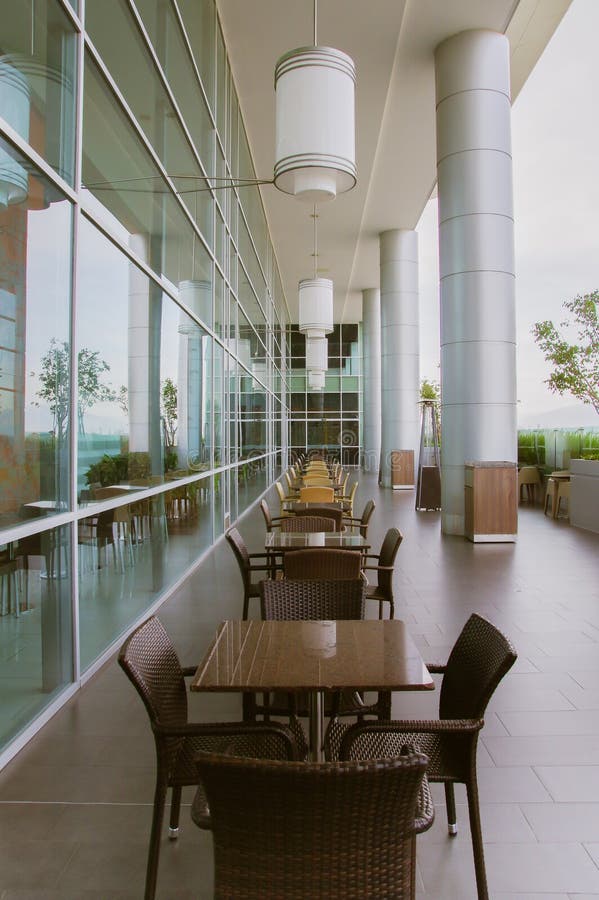 Beautiful Outdoor View of Many Chairs and Table in the Food Court Beautiful Outdoor View of Many Chairs and Table in the Food Court