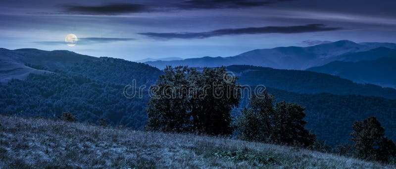 Beautiful panorama of Carpathians at night