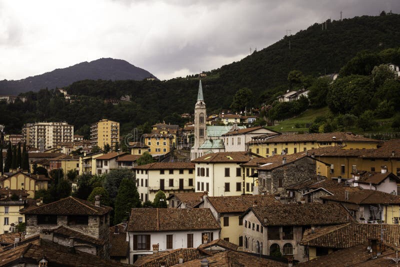 Beautiful Panorama on an Old Italian City, Houses with Tiled Roofs ...