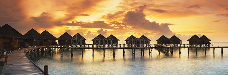 Beautiful panorama of tropical sunset