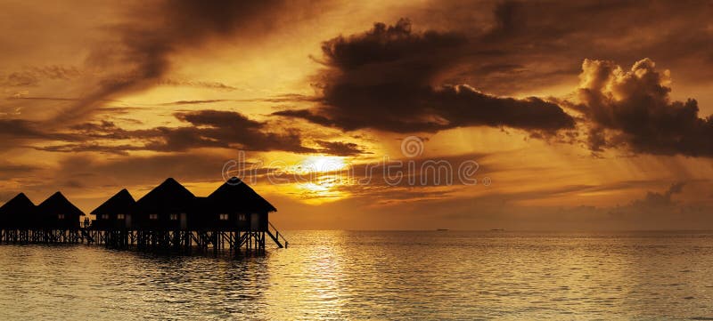 Beautiful panorama of tropical sunset