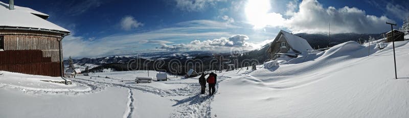 Beautiful Panorama of winter mountains