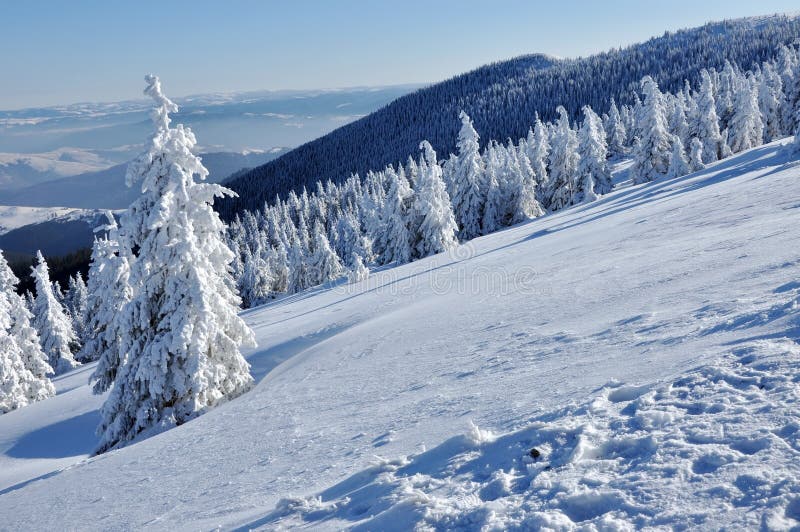 Beautiful panorama of winter mountains