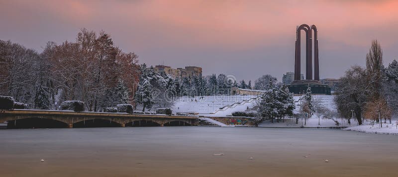 Beautiful sunset winter landscape from Romania