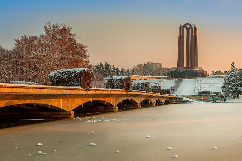 Beautiful sunset winter landscape from Romania