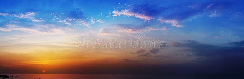 Beautiful Panoramic Photo - Sunset Over Sea Stock Photo - Image: 30030024