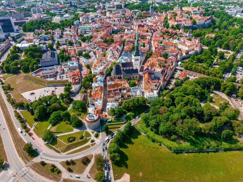 Beautiful panoramic view of Tallinn, the capital of Estonia with an old town in the middle of the city.